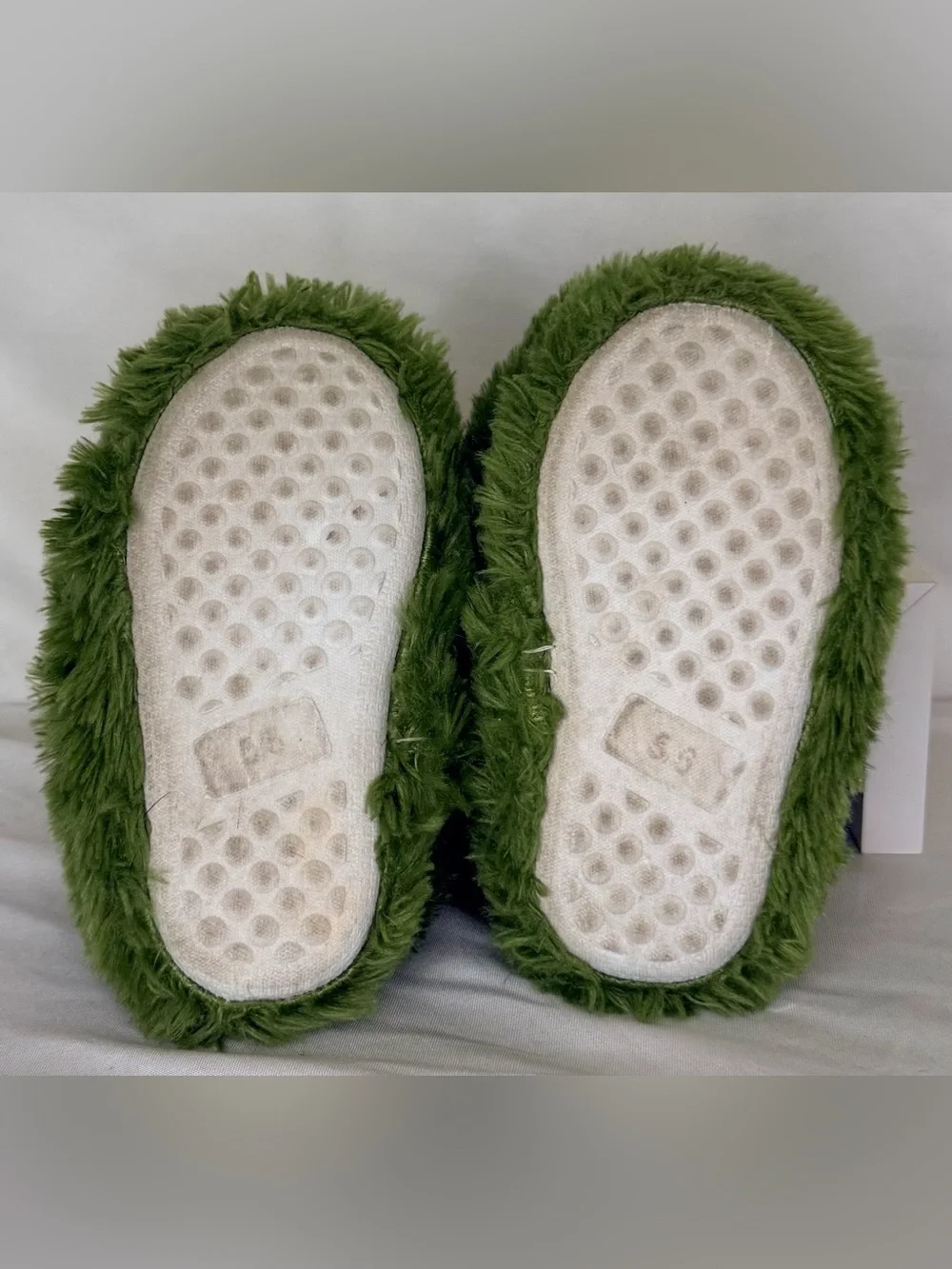 Kidgets Green Monster Plush Kids Slippers with Red Mouth